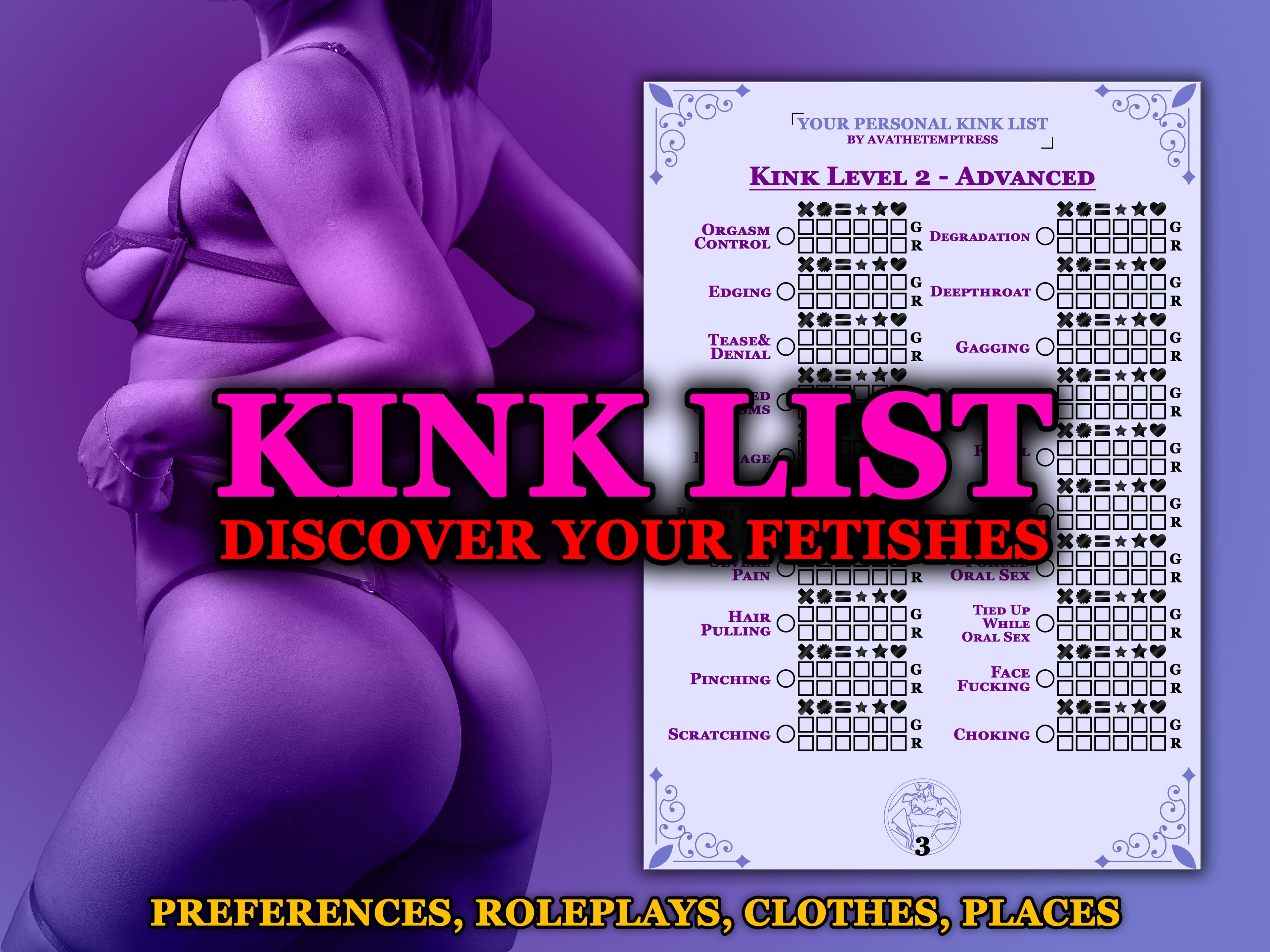 KINK LIST - List Of Fetishes And Activities You Must Try - BDSM Sex Life Toys Couples Bucket List
