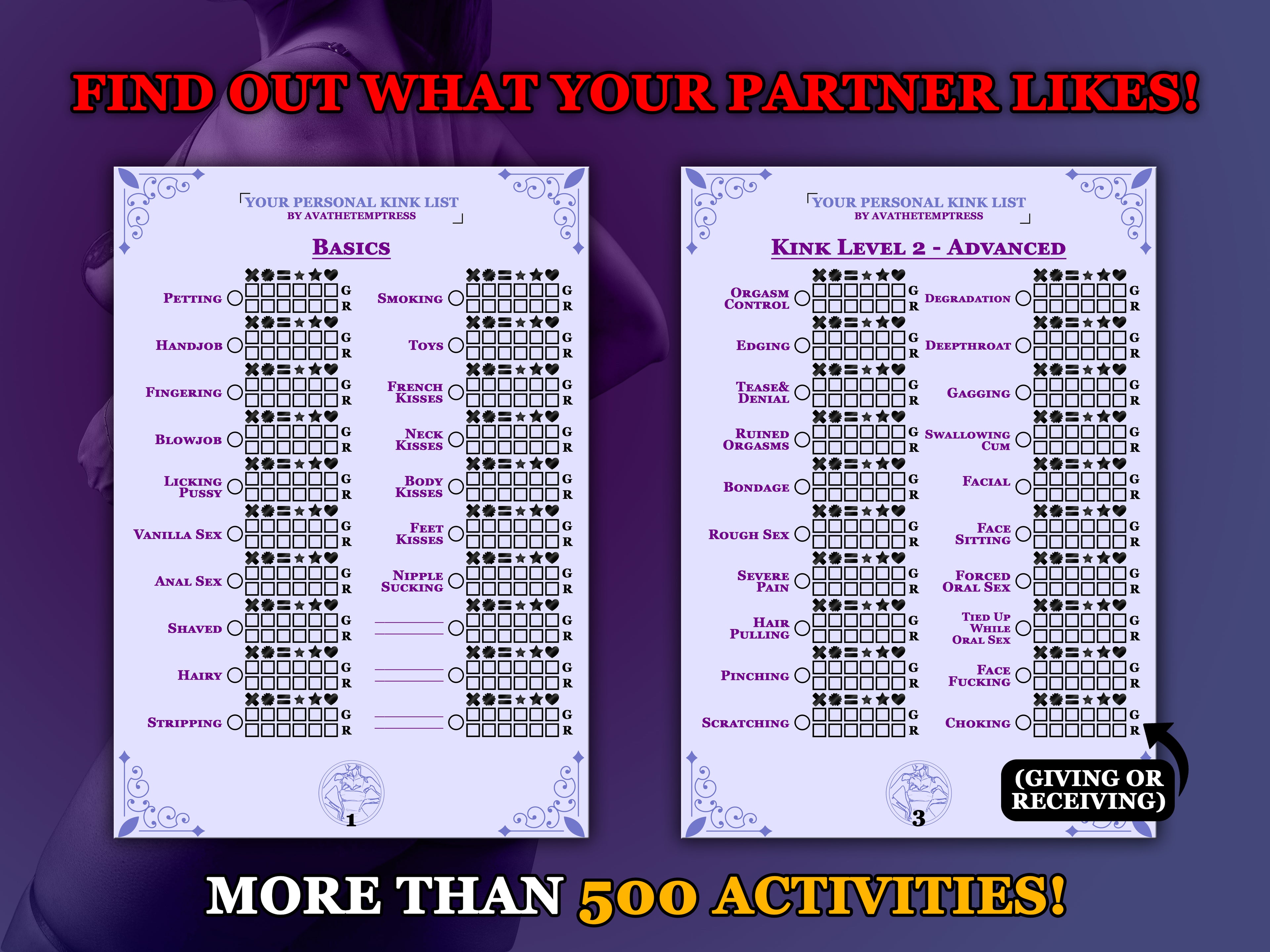 KINK LIST - List Of Fetishes And Activities You Must Try - BDSM Sex Life Toys Couples Bucket List