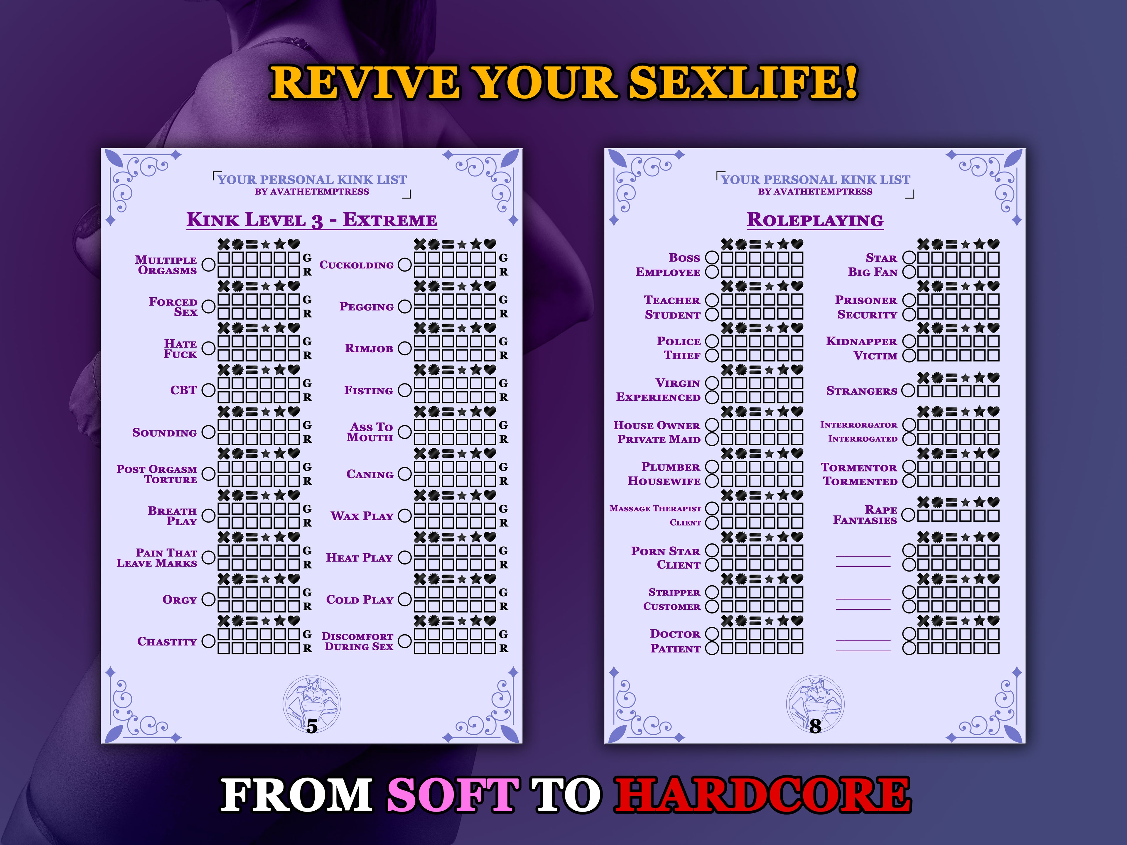 KINK LIST - List Of Fetishes And Activities You Must Try - BDSM Sex Life Toys Couples Bucket List